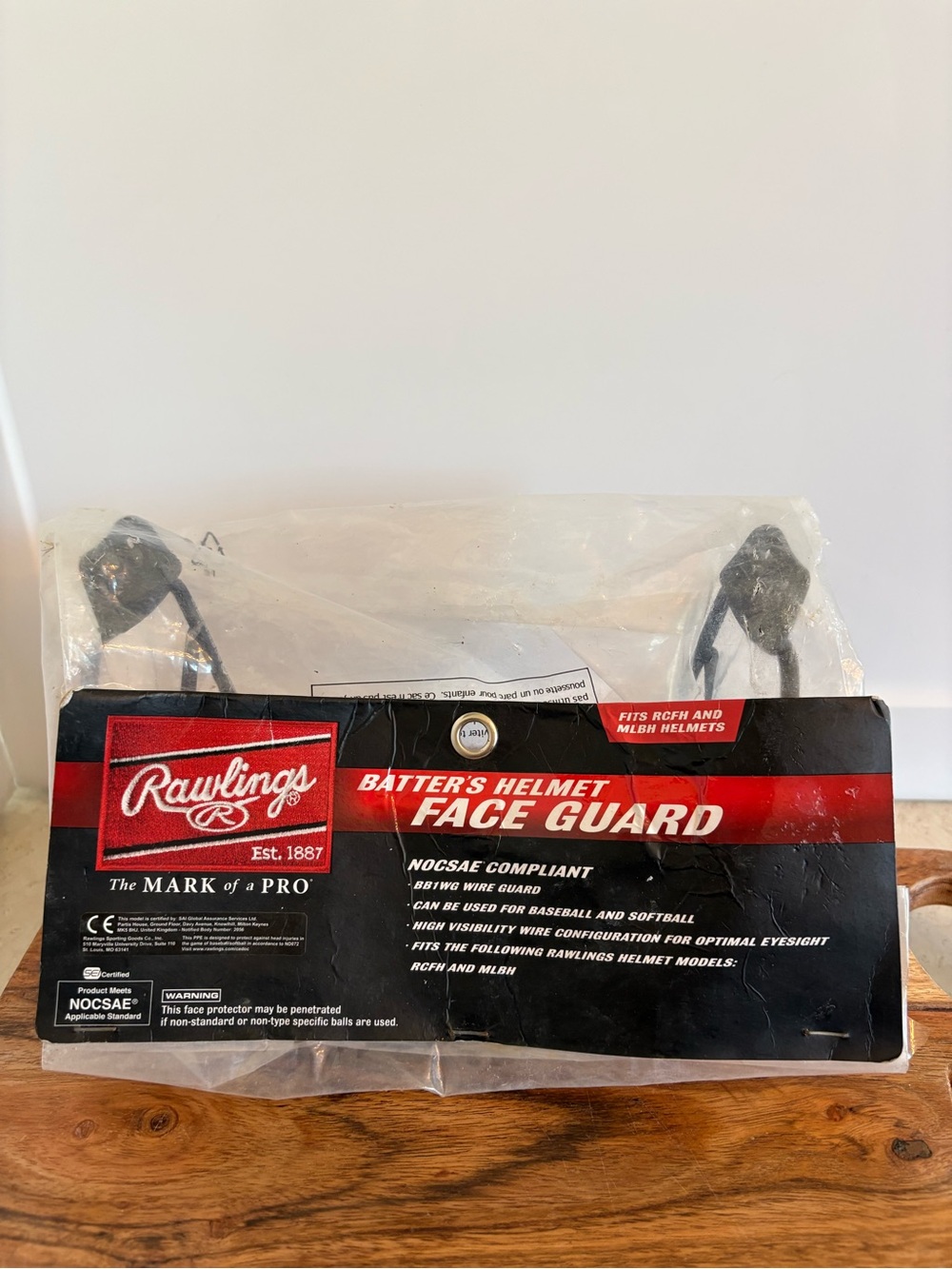 Rawlings Helmet Face Guard - Black and Red Packaging
